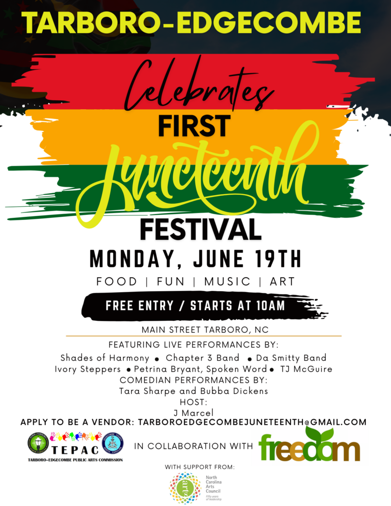 Tarbor-Edgecombe celebrates first Juneteenth Festival on Monday, June 19 starting at 10 a.m.